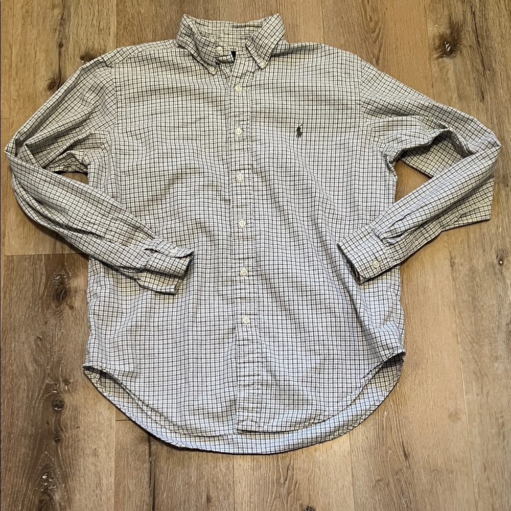 Polo Long Sleeve Men's Checkered button Up Shirt Medium